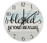 Madcolitote Bible Verse 10 Inch Large Wall Clocks Battery Operated Blessed beyond Measure Wall Clock Silent Easy to Read Scripture Home Decor for Kitchen Living Room Bedroom Classroom