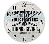 Madcolitote Bible Verse 10 Inch Large Wall Clocks Battery Operated Keep on Praying And Guard Your Prayers Clock Scripture Home Decor for Bedroom Living Room Kitchen School Classroom