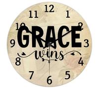 Madcolitote Bible Verse 12 Inch Large Wall Clocks Battery Operated Grace Wins Clock Non-Ticking Easy to Read Christian Scripture Home Decor for Kitchen Bedroom Living Room Classroom