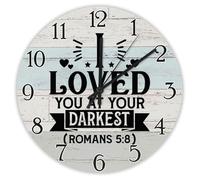 Madcolitote Bible Verse Christian 10 Inch Round Wall Clocks I Loved You at Your Darkest Romans 5 8 Wall Clock Scripture Print Home Decor for Kitchen Living Room Bedroom Classroom
