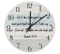 Madcolitote Bible Verse Christian 15 Inch Round Wall Clocks Battery Operated For I The LORD Your God Clock Silent Scripture Art Home Decor for Kitchen Living Room Bedroom Classroom