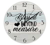 Madcolitote Bible Verse Christian 15 Inch Wooden Wall Clocks Battery Operated Blessed beyond Measure Clock Christian Scripture Home Decor for Living Room Kitchen Bedroom Classroom