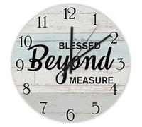 Madcolitote Bible Verse Christian 15 Inch Wooden Wall Clocks Battery Operated Blessed beyond Measure Clock Silent Easy to Read Scripture Home Decor for Home Kitchen Office School Bathroom
