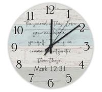 Madcolitote Bible Verse Christian 15 Inch Wooden Wall Clocks Battery Operated Hatred Stirs Up Conflict Wall Clock Scripture Print Home Decor for Home Kitchen Office School Bathroom