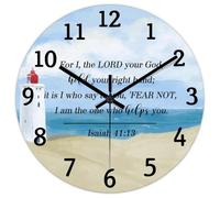 Madcolitote Bible Verse Christian Large Wooden Wall Clocks Battery Operated 10 Inch For I The LORD Your God Clock Scripture Home Decor for Kitchen Living Room Bedroom Classroom