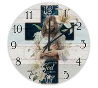 Madcolitote Bible Verse Christian Round Decorative Clocks Battery Operated 15 Inch Give It to God And Go to Sleep Wall Clock Scripture Print Home Decor for Home Kitchen Office School Bathroom