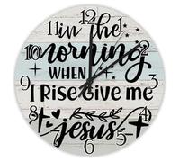 Madcolitote Bible Verse Christian Wall Clocks Battery Operated 12 Inch in The Morning When I Rise Give Me Jesus Clock Christian Scripture Home Decor for Living Room Kitchen Bedroom Classroom