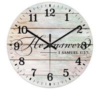 Madcolitote Bible Verse Christian Wooden Wall Clocks Battery Operated 12 Inch He Answered 1 Samuel 1-27 Wall Clock Scripture Print Home Decor for Kitchen Bedroom Living Room Classroom