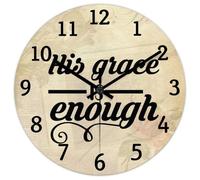 Madcolitote Bible Verse Wall Clocks Battery Operated 10 Inch His Grace Is Enough Wall Clock Easy to Read Scripture Home Decor for Bedroom Living Room Kitchen School Classroom