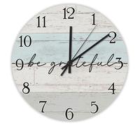 Madcolitote Bible Verse Wooden Wall Clocks Battery Operated 12 Inch Be Grateful Wall Clock Easy to Read Scripture Home Decor for Bedroom Living Room Kitchen School Classroom