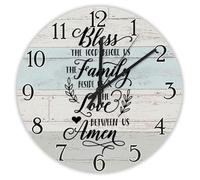 Madcolitote Bless The Food Before Us The Family Wooden Wall Clock Jesus Bible Verse Wall Clocks Battery Operated 12 Inch Non-Ticking Religious Quote Art Decor for Office School Bathroom