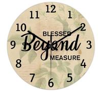Madcolitote Blessed beyond Measure Wall Clock Bible Verse 12 Inch Large Wall Clocks Battery Operated Farmhouse Christian Home Decor Wall Decor for Bedroom Living Room Kitchen School Office