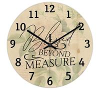 Madcolitote Blessed beyond Measure Wall Clock Bible Verse Large Wall Clocks Battery Operated 12 Inch Farmhouse Christian Wall Decor Home Decor for Home Kitchen Office School Bathroom