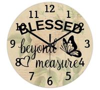 Madcolitote Blessed beyond Measure Wall Clock Bible Verse Wall Clocks Battery Operated 10 Inch Silent Farmhouse Christian Home Decor Wall Decor for Home Kitchen Office School Bathroom