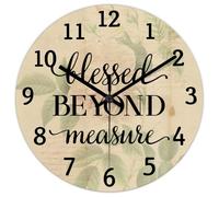 Madcolitote Blessed beyond Measure Wall Clock Bible Verse Wall Clocks Battery Operated 12 Inch Non-Ticking Farmhouse Christian Home Decor Wall Decor for Kitchen Living Room Bedroom Office