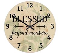 Madcolitote Blessed beyond Measure Wooden Wall Clock Bible Verse Decorative Clocks Battery Operated 15 Inch Silent Non-Ticking Religious Quote Art Decor for Office School Bathroom