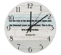 Madcolitote But The Rest of The Dead Did Not Live Again Wooden Wall Clock Bible Verse Large Wall Clocks Battery Operated 15 Inch Religious Quote Art Decor for Living Room Bedroom Office