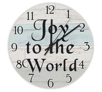 Madcolitote Christian Religious Wall Clock Large Wooden Wall Clocks Battery Operated 10 Inch Joy to The World Bible Verse Decor For Office Home Decor Wedding Birthday Housewarming Gift