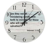 Madcolitote Christian Religious Wall Clock Wooden Wall Clocks 15 Inch Are They Not All Ministering Spirits Sent Forth Jesus Bible Verse Decor Living Room Bedroom Kitchen Christmas Birthday Gift