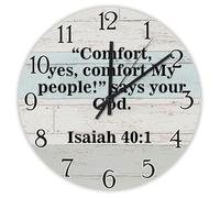 Madcolitote Comfort yes comfort My People Says Your God Isaiah 40:1 Wooden Wall Clock Jesus Bible Verse 15 Inch Large Wall Clocks Religious Quote Art Decor for Office School Bathroom