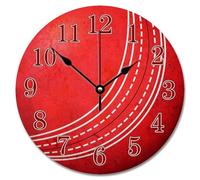 Madcolitote Cricket Ball Wall Clock Cricket Sport Wood Floor Large Wall Clocks Battery Operated 10 Inch Non-Ticking Farmhouse Home Decor Wall Decor for Kitchen Living Room Bedroom Office