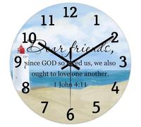 Madcolitote Dear Friends since God So Loved Us 1 John 4 :11 Wooden Wall Clock Bible Verse 12 Inch Wall Clocks Battery Operated Silent Jesus Quote Decor for Bedroom Living Room Office