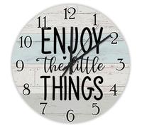 Madcolitote Enjoy The Little Things Wooden Wall Clock Bible Verse Wall Clocks Battery Operated 10 Inch Silent Jesus Quote Decor for Living Room Bedroom Office