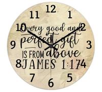 Madcolitote Every Good Is from Above James 1 17 Wall Clock Bible Verse 12 Inch Round Wall Clocks Farmhouse Christian Wall Decor for Kitchen Bedroom Living Room Office