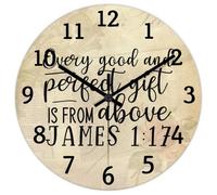 Madcolitote Every Good Is from Above James 1 17 Wall Clock Bible Verse 15 Inch Round Wall Clocks Farmhouse Christian Home Decor for Home Kitchen Office School Bathroom