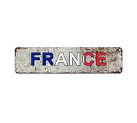 Madcolitote France Flag Street Signs Customized France National Flag Signs Patriotic Metal Tin Sign Country Souvenir Vintage Rustic Wall Art Gift for Foreign Friend, Neighbor 12x3in