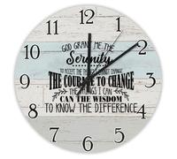 Madcolitote God Me The Serenity to Accept The Things Wall Clock Bible Verse Wall Clocks Battery Operated 10 Inch Farmhouse Christian Home Decor for Living Room Kitchen Bedroom Office
