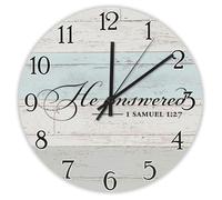 Madcolitote He Answered 1 Samuel 1-27 Wall Clock Bible Verse 12 Inch Wall Clocks Battery Operated Farmhouse Christian Home Decor Wall Decor for Kitchen Living Room Bedroom Office
