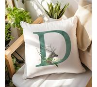 Madcolitote Initial Letter D Monogram Pillow Case 26 Letters Jungle Moose Dark Green Alphabet Throw Pillow Cover Farmhouse Cushion Cover 22x22in Accent Pillowcase Gifts for Holiday Wedding Birthday