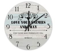 Madcolitote Jesus Bible Verse 10 Inch Large Wall Clocks Battery Operated But I Tell You Love Your Enemies Wall Clock Christian Scripture Home Decor for Living Room Kitchen Bedroom Classroom