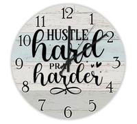 Madcolitote Jesus Bible Verse Large Wall Clocks Battery Operated 12 Inch Hustle Hard Pray Harder Clock Easy to Read Scripture Print Home Decor for Living Room Kitchen Bedroom Classroom
