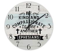 Madcolitote Jesus Bible Verse Wall Clocks 12 Inch Be Kind And Compassionate to One Another Ephesians Wall Clock Christian Scripture Home Decor for Bedroom Living Room Kitchen School Classroom