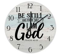 Madcolitote Jesus Bible Verse Wooden Wall Clocks Battery Operated 10 Inch Be still And Know What I Am God Wall Clock Christian Scripture Home Decor for Living Room Kitchen Bedroom Classroom