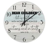 Madcolitote Jesus Quote Wall Clock 12 Inch Large Wall Clocks Dear Children Let Us Not Love with Words Jesus Bible Verse Decor She Shed Living Room Decor Gift for Man Woman Friend Anniversary