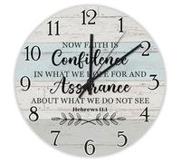 Madcolitote Jesus Quote Wall Clock 12 Inch Large Wall Clocks Now Faith Is Confidence Bible Verse Christian Decor She Shed Living Room Decor Gift for Man Woman Friend Anniversary