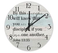 Madcolitote Jesus Quote Wall Clock 15 Inch Large Wall Clocks By This Everyone Will Know John 13:35 Bible Verse Decor She Shed Living Room Decor Gift for Man Woman Friend Anniversary