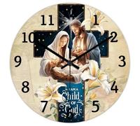 Madcolitote Jesus Quote Wall Clock Large Wall Clocks 10 Inch I Will Eling to The Old Rugged Cross Bible Verse Christian Decor Living Room Bedroom Kitchen Christmas Birthday Gift
