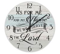 Madcolitote Jesus Quote Wall Clock Large Wall Clocks 12 Inch As for Me And My House We Will Serve The Lord Jesus Bible Verse Decor For Living Room Bedroom Kitchen Birthday Gift