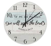 Madcolitote Jesus Quote Wall Clock Wall Clocks Battery Operated 12 Inch Silent As for Me And My House Bible Verse Decor Living Room Bedroom Kitchen Christmas Birthday Gift