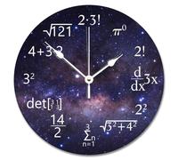 Madcolitote Mathematical Equations Wall Clock Wood Grain Style Funny Math 10 Inch Large Wall Clocks Vintage Country Beach Decor Living Room Bedroom Kitchen Christmas Birthday Gift