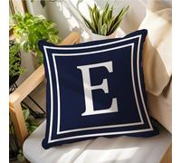 Madcolitote Monogram Initial Letters E Throw Pillow Cover Navy Blue Pillow Case 16x16in Alphabet Letter Cushion Cover Pillow Covers Home Decor for Couch Bedroom Living Room