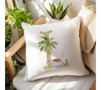 Madcolitote Monogram Initial Letters L Throw Pillow Cover Palm Tree Colorful Dinosaur Pillow Case 16x16in Alphabet Letter Cushion Cover Pillow Covers Home Decor for Couch Bedroom Living Room