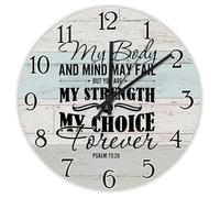 Madcolitote My Body And Mind May Fail Wall Clock Bible Verse 15 Inch Wall Clocks Battery Operated Farmhouse Christian Home Decor Wall Decor for Kitchen Living Room Bedroom Office