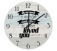 Madcolitote My Command Is This Love Wall Clock Bible Verse Large Wall Clocks Battery Operated 12 Inch Silent Farmhouse Christian Wall Decor for Kitchen Living Room Bedroom Office