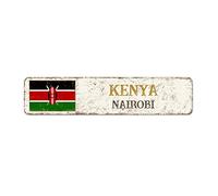 Madcolitote Nairobi Street Signs Customized Kenya Flag Metal Sign Capital Country City Souvenir Kenya-Nairobi Aluminum Metal Sign Rustic Home Decoration Gift for Foreign Friend, Neighbor 18x4in