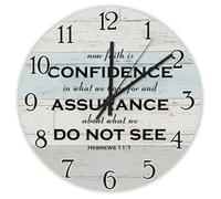 Madcolitote Now Faith Is Confidence in What We Hope Wall Clock Bible Verse Large Wall Clocks Battery Operated 15 Inch Farmhouse Christian Wall Decor for Kitchen Bedroom Living Room Office